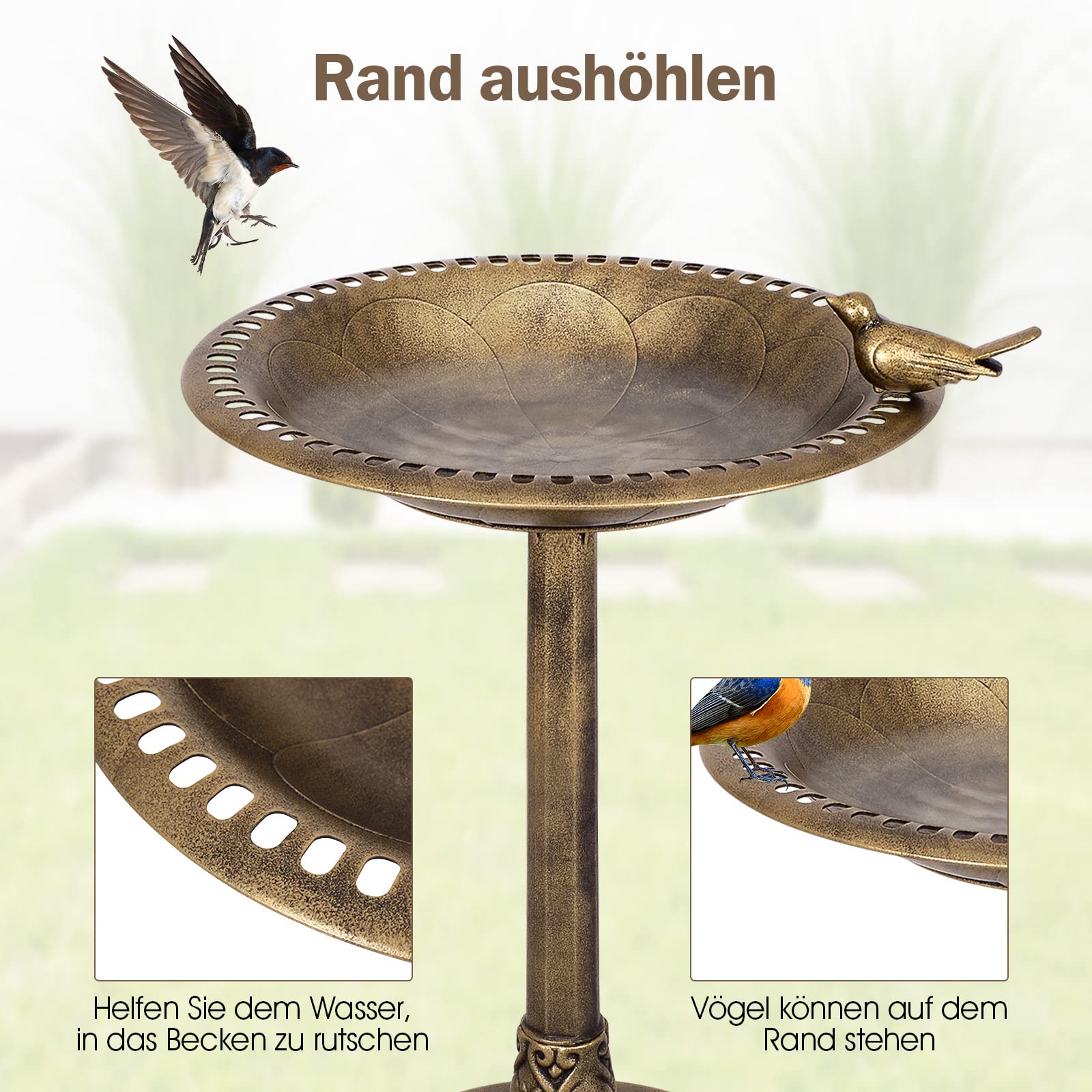 Vogeltränke Mit Solarleuchte - Standbad Für Garten & Terrasse