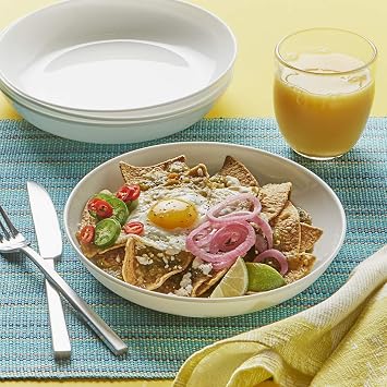 Corelle Vitrelle 18-Piece Service for 6 Dinnerware Set, Triple Layer Glass & 4-Pc Versa Bowls for Pasta, Salad and More, Service for 4, Durable and Eco-Friendly 30-Oz, Compact Stack Bowl Set