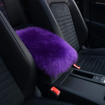 Car Center Console Cover Fluffy Fur Car Armrest Cushion Purple