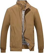 KUDORO Men's Lightweight Jacket for Spring Summer Zip Outdoor Bomber Jacket Solid Colour Jacket Stand Collar Jacket Man Windbreaker Aviator Thin Classic Casual Casual