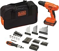BLACK+DECKER 20V MAX Cordless Drill Driver Kit BDC120VA100 with 100pc Bits & Sockets, Battery, Charger - Orange Power Tool Set for DIY