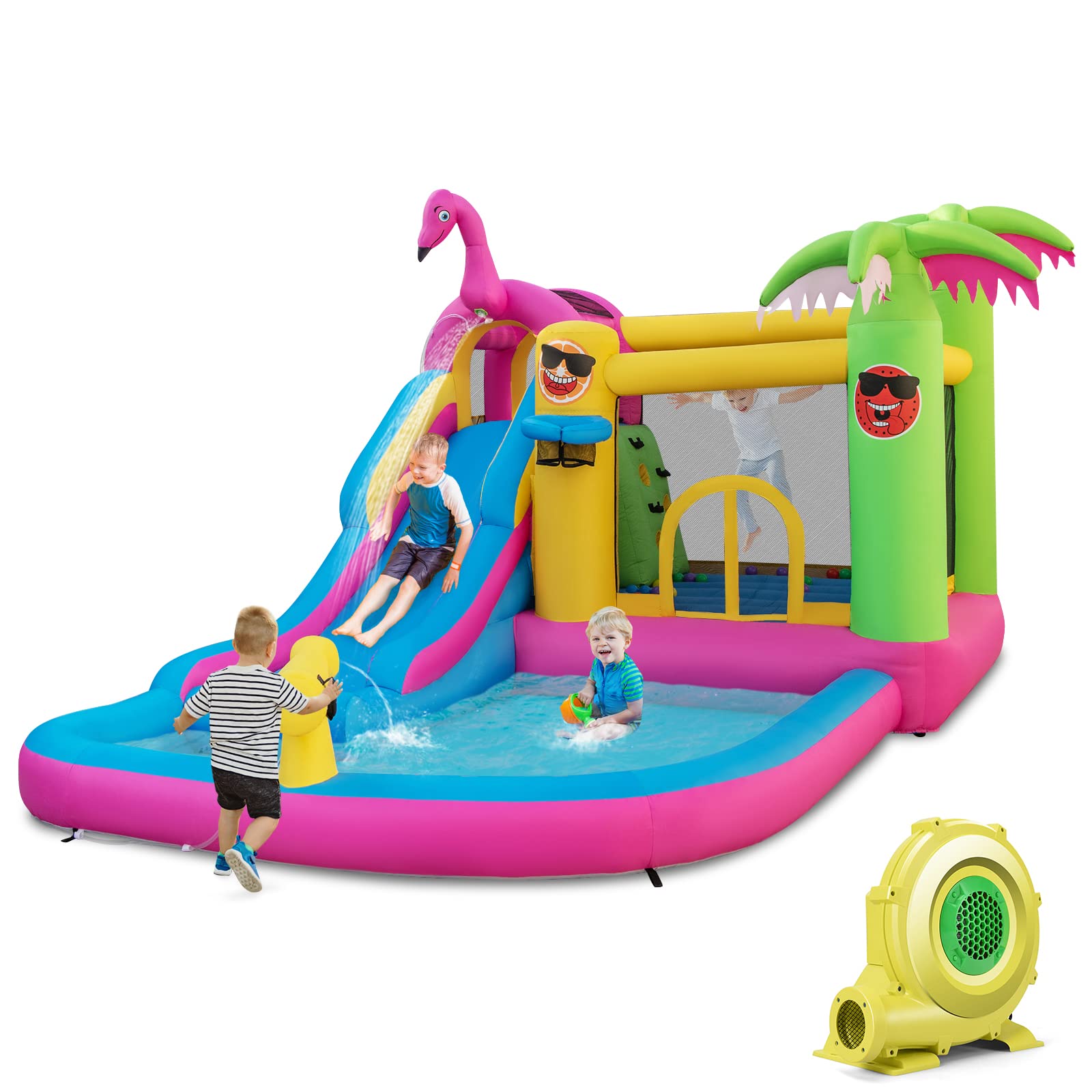 COSTWAY Castillo Hinchable Grande con Soplador, 6 en 1 Castillo Hinchable para Niños 3 a 10 años, 356 x 330 x 220 cm, Insuflavel Crianças Interior Exterior(con soplador COSTWAY Castillo Hinchable Grande con Soplador, 6 en 1 Castillo Hinchable para Niños 3 a 10 años, 356 x 330 x 220 cm, Insuflavel Crianças Interior Exterior(con soplador