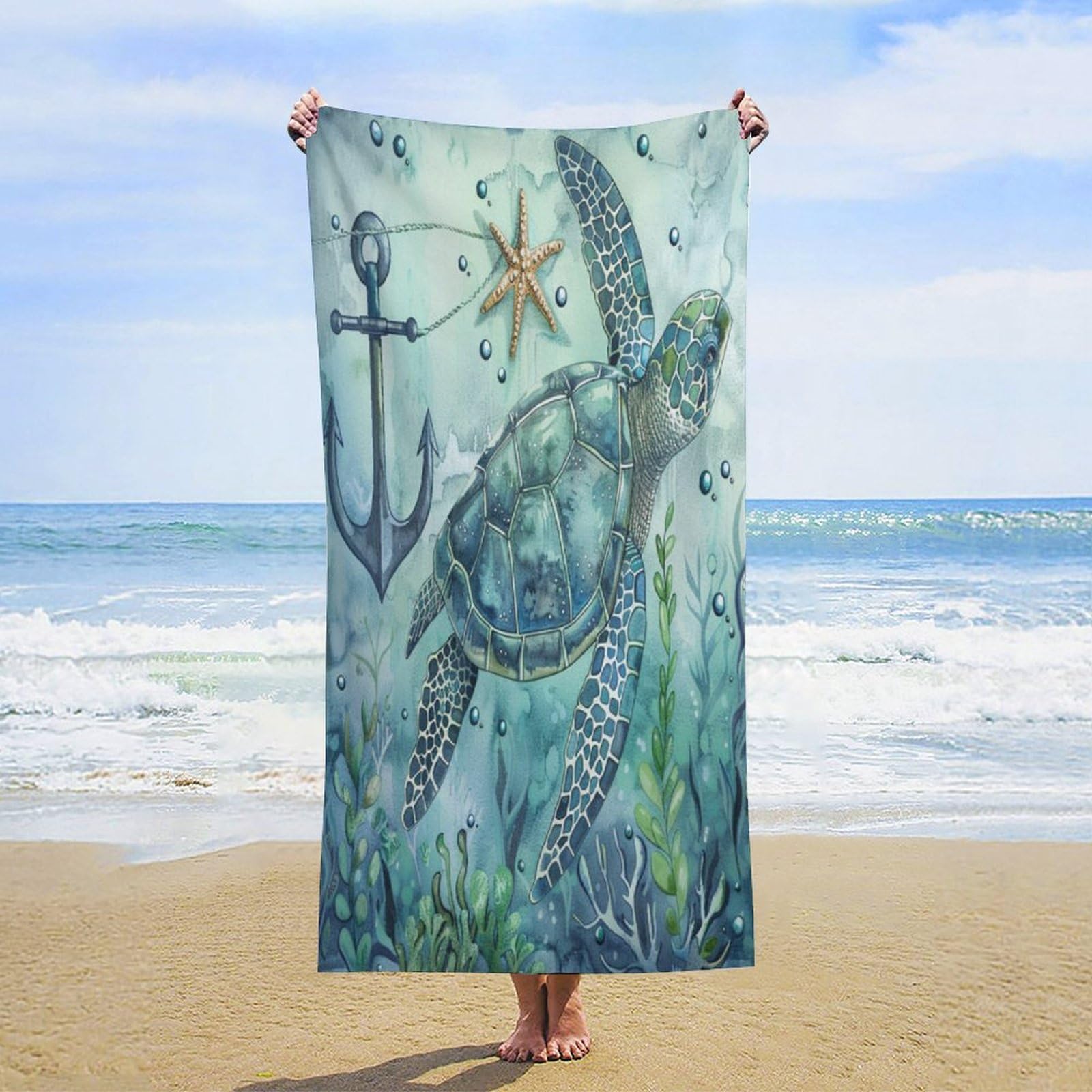 Amazon.com: MaSiledy Blue Sea Turtle Beach Towels Quick-Dry