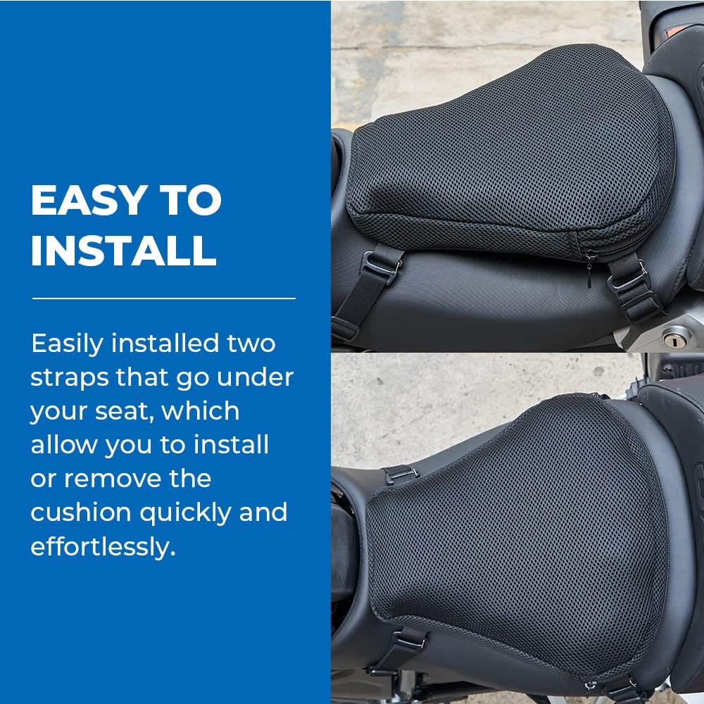 Baceyong Coussin De Siège Moto Gonflable Avec Sangles Réglables - Confort Et Soulagement Pour Longues Balades