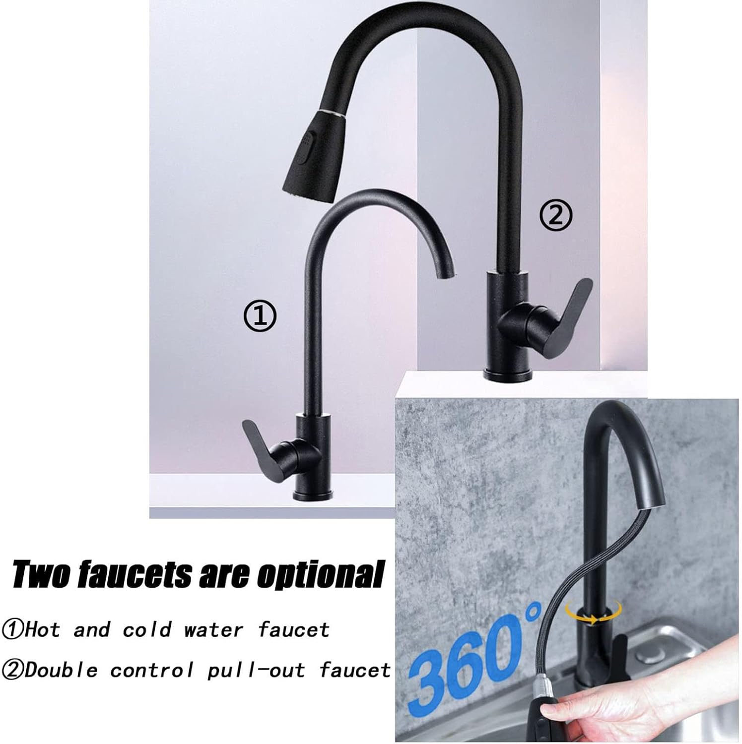 Wall Mounted Sink with Pull Out Faucet, Ideal for Garage, Garden, Kitchen, Laundry, Outdoor Use