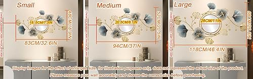 Miniatura 2 de Hoernflk Espejos de pared decorativos de metal para sala de estar, grandes espejos de pared de metal con hojas de ginkgo, espejo de decoración de