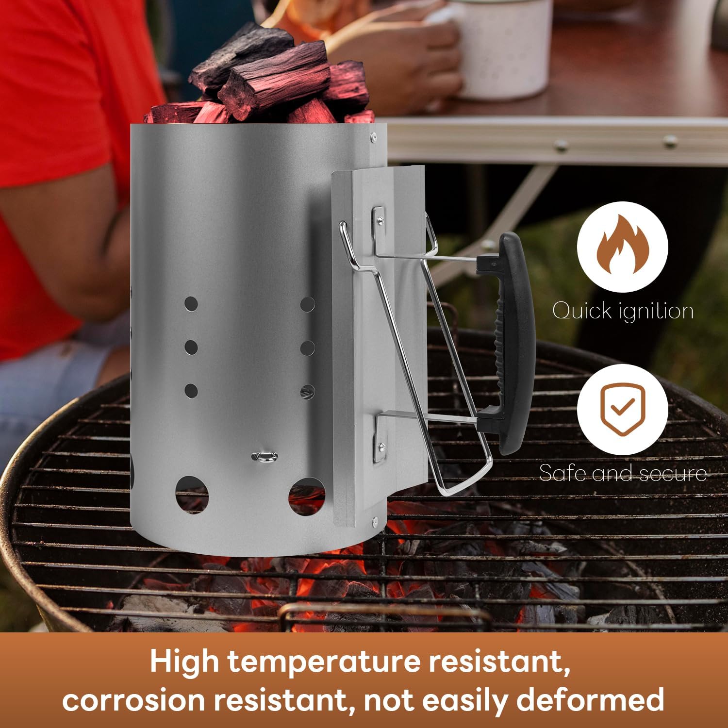 Charcoal Chimney starter, chimney charcoal starter for charcoal barbecue grills, suitable for outdoor cooking and barbecue (large)