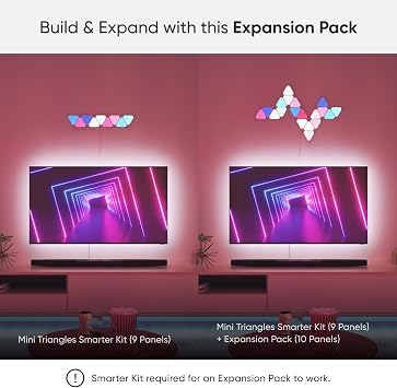 Nanoleaf Shapes - MINI Triangles Expansion Pack | Compatible with Alexa Google Assistant, Home Wall Decor for Living Room with Music Sync, Expansion Pack