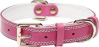 Vista 10 de Collar de perro de cuero genuino, collar de perro ancho resistente para perros pequeños, medianos, grandes y extra grandes