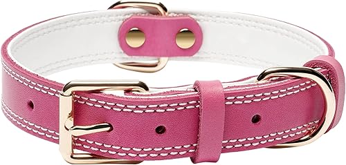 Miniatura 10 de Collar de perro de cuero genuino, collar de perro ancho resistente para perros pequeños, medianos, grandes y extra grandes