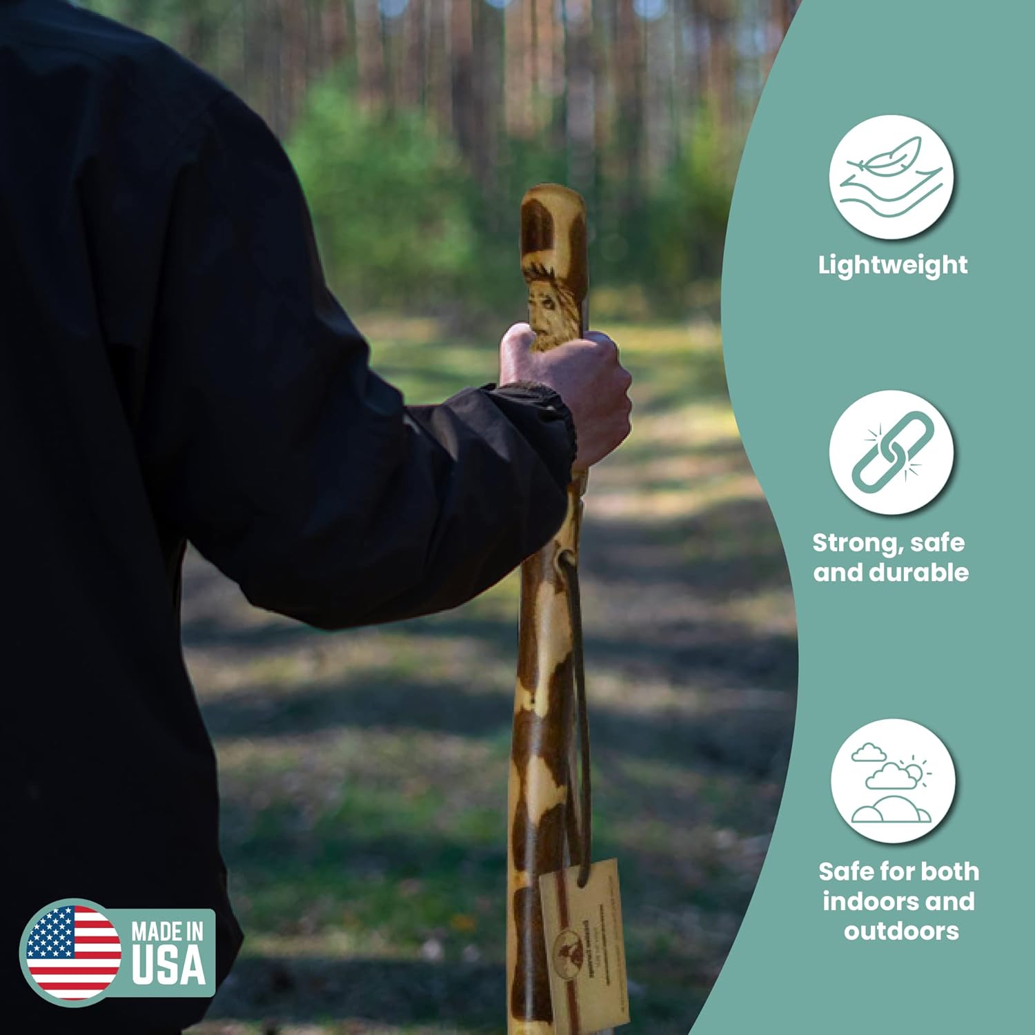 Mountain Man Walking Stick, Dark Wood Walking Stick 60" tall