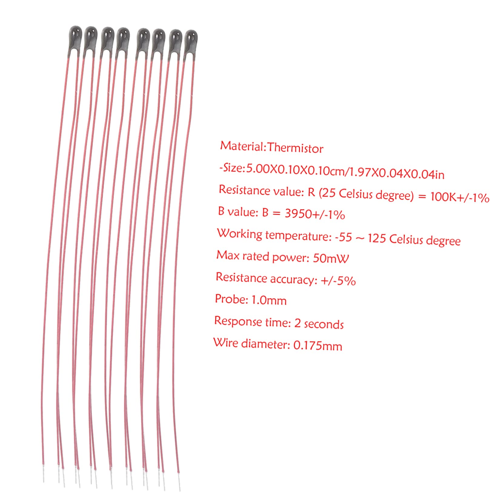 CIYODO 100pcs Thermistor Probe Temperature Sensor Thermistor Resistor Thermistor Sensor Ntc 3950 Thermistor Replacement Ntc Thermistor Transducer Thermistor Ntc Replacement Thermistor