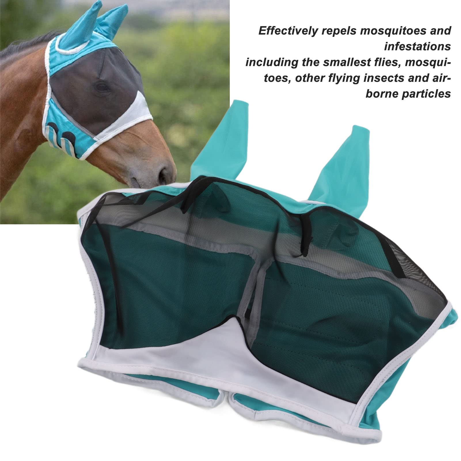 Circle Y REINSMAN Fly Protection, RE Fly Mask with Ears Teal-M (F102-MD-LB)