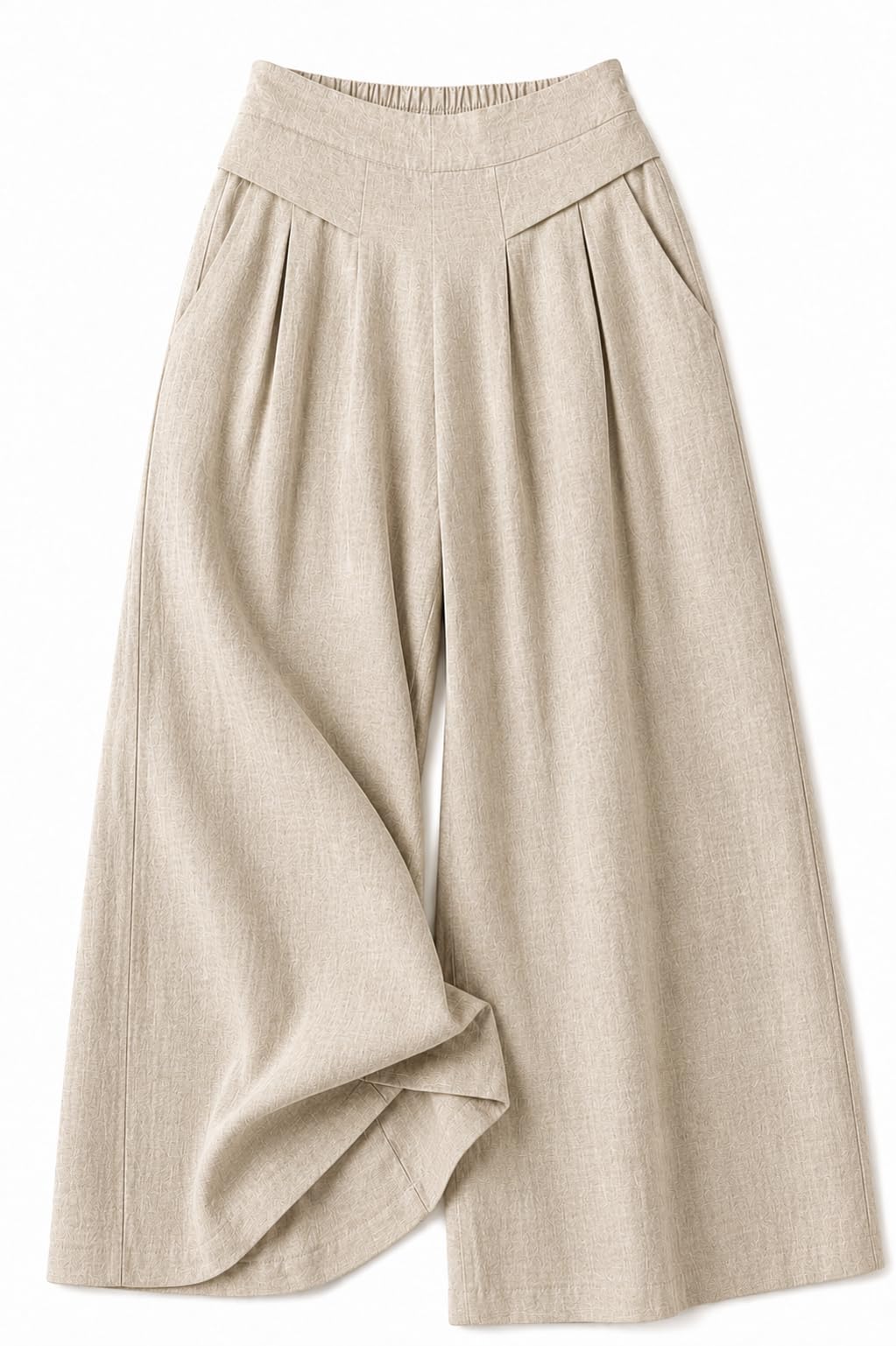 Women’s Pure Cotton Flare Palazzo Pant | Wide Leg Trouser | Casual Office Wear | Relaxed Fit- Semi-Elastic High Waist