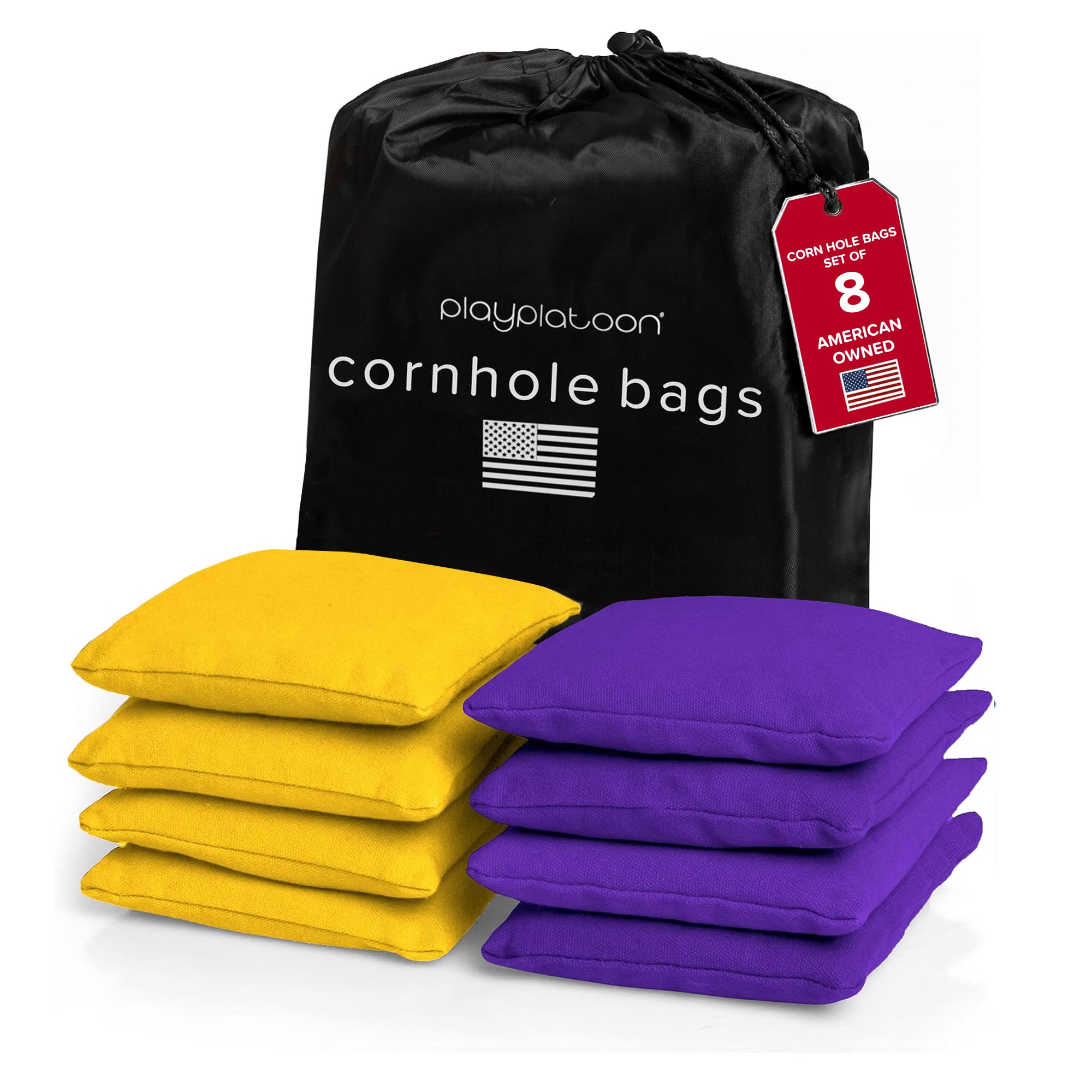 Play Platoon Cornhole Bags Set of 8 Regulation Size &amp; Weight Duck Cloth