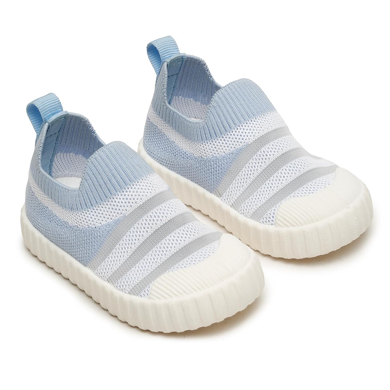 ONYC Toddlers First Steps Boy Girl Slip-On Sneakers, Blue and White ONYC Toddlers First Steps Boy Girl Slip-On Sneakers, Blue and White