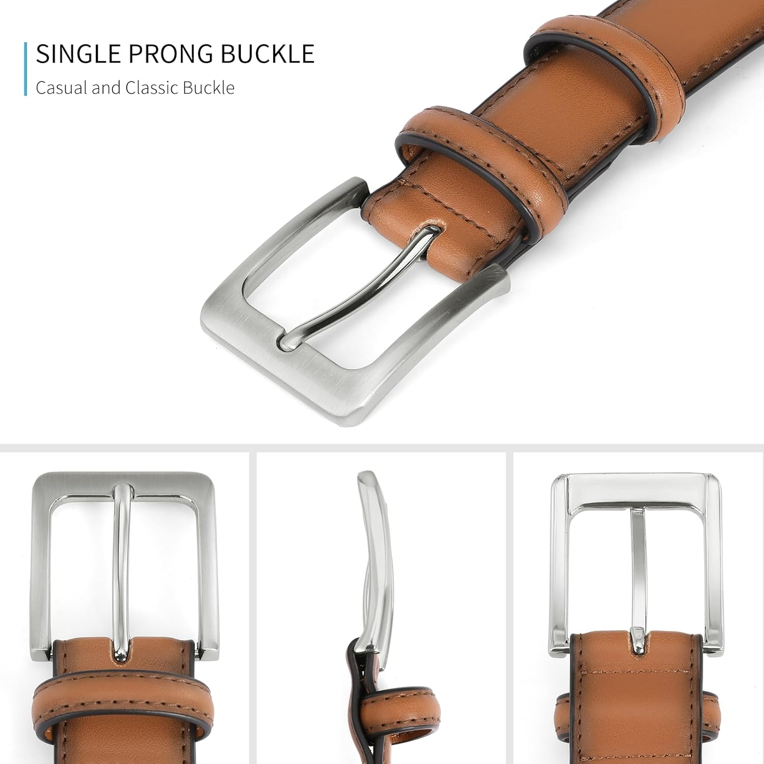 SENDEFN Mens Belts Leather Belt for Men 1 1/4" for Casual Jeans Dress Pants with Gift Box - Image 2