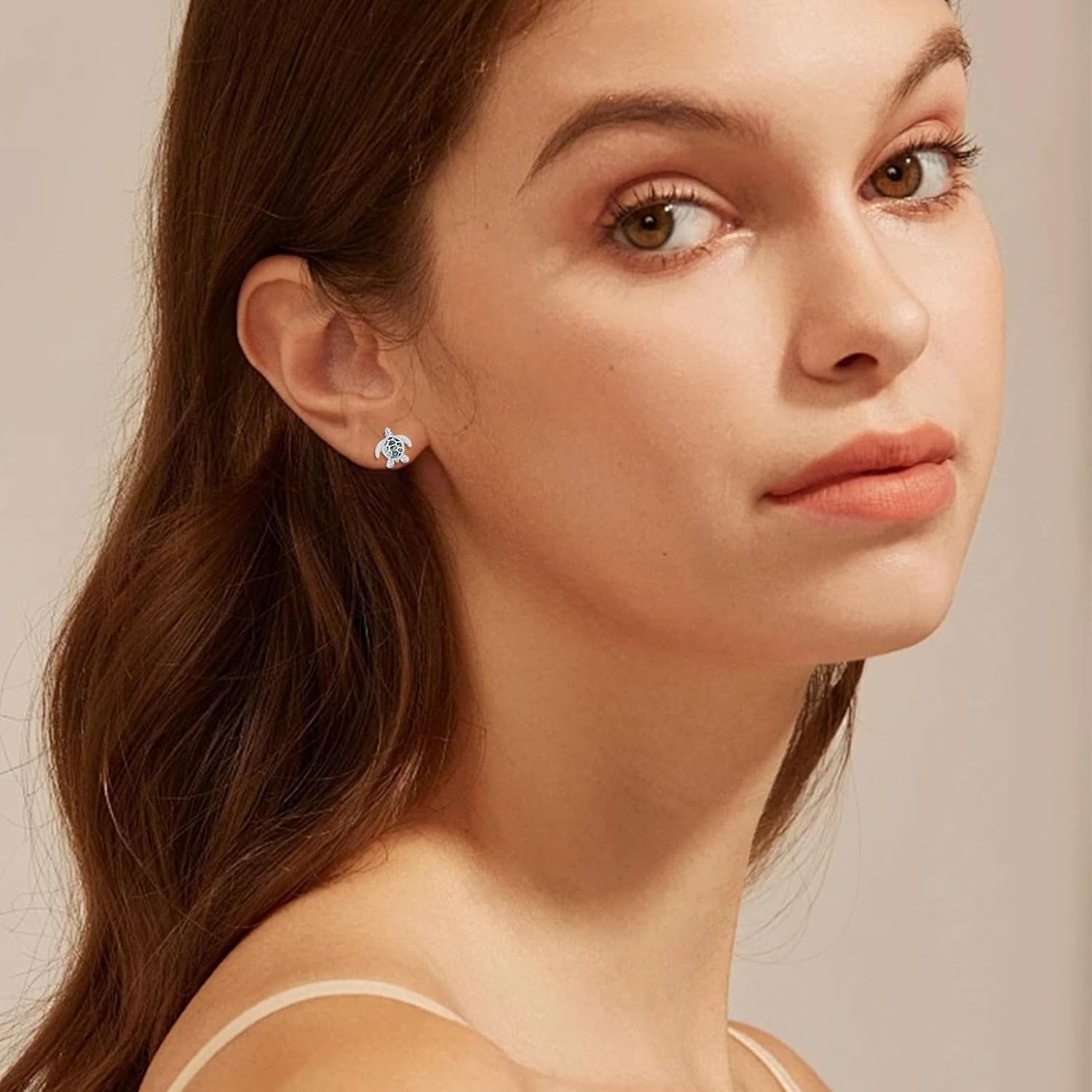 Sea Turtle Earrings for Women, 925 Sterling Silver Turtle Earrings with Blue Birthstone Created Aquamarine, Animal Jewelry for Her - Image 5