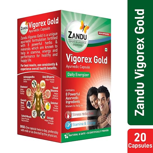 Buy Zandu Vigorex Ayurvedic Daily Energizer -Pack of 10 capsules ...