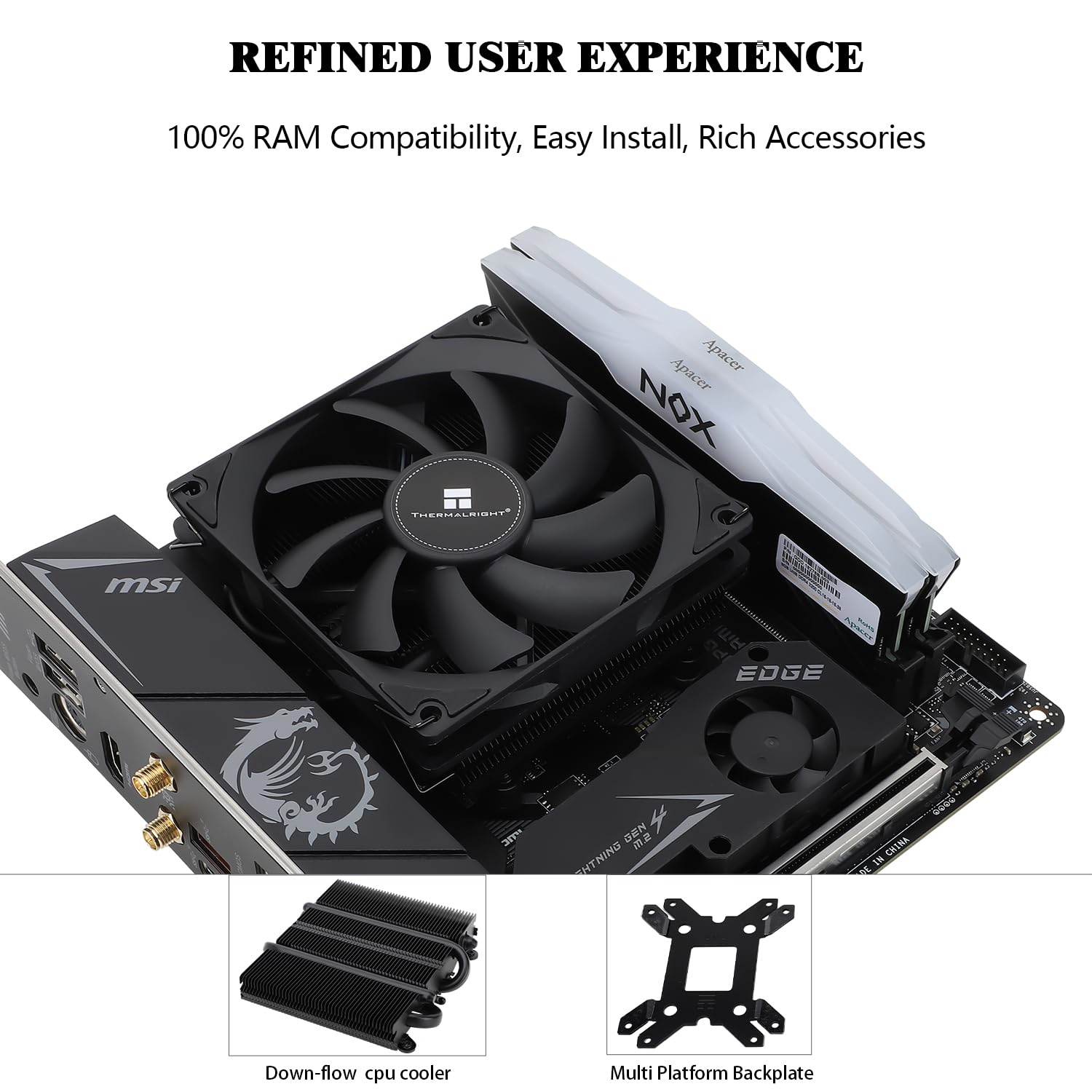 Thermalrlght AXP90 X36 Black Low Profile CPU Air Cooler, with 92mm Slim PWM Fan for 2700RPM High Speed ITX CPU Fan, AGHP Technology, for AMD AM4 AM5/Intel 1150/1151/1200/1700