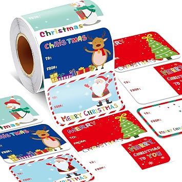 300PCS Christmas Gift Tags Stickers, Christmas Name Tags for Gifts