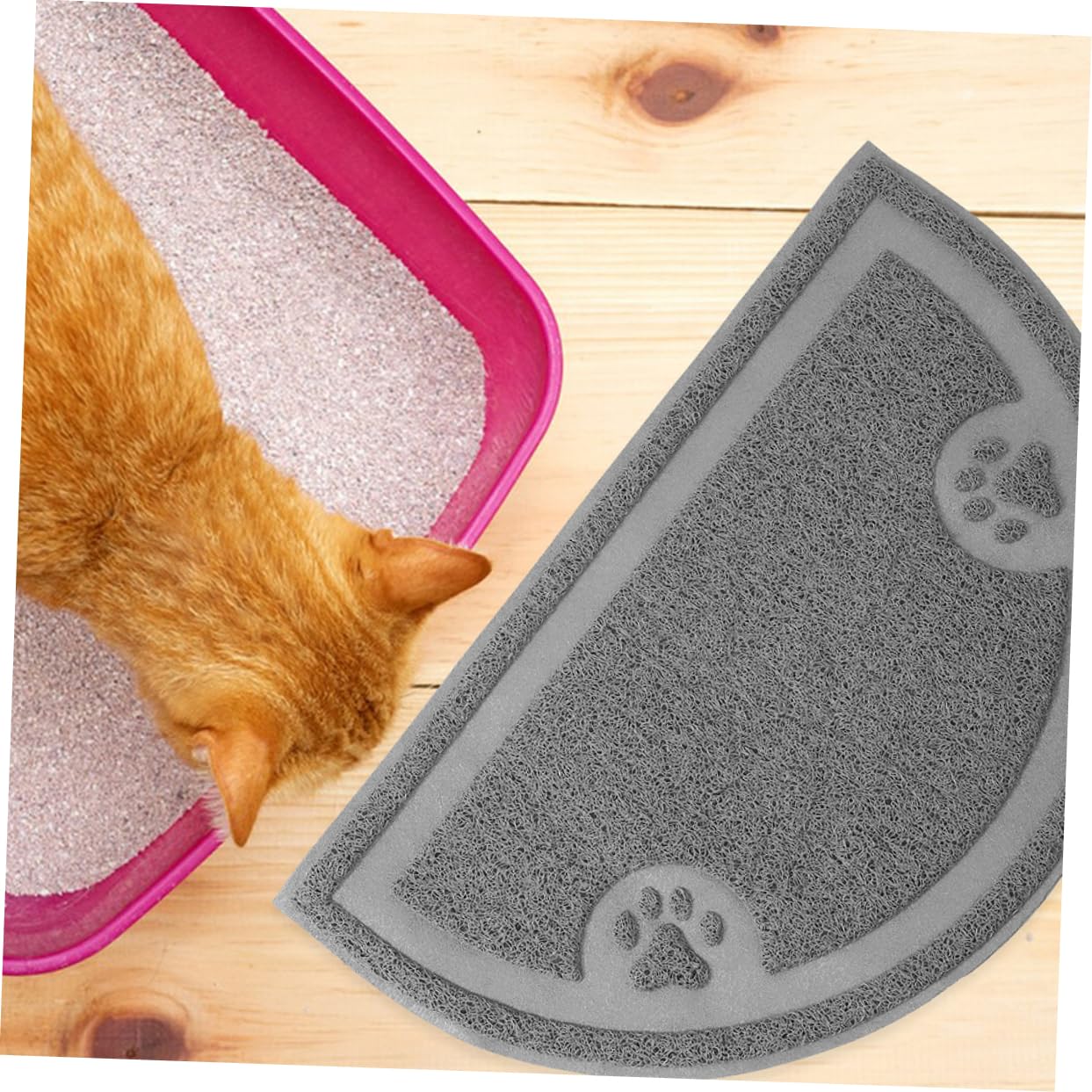 Kisangel 2piezas Alfombra para Gatos Alfombrilla Bordes Redondeados Estera De PVC Suelo del Arenero De Gato