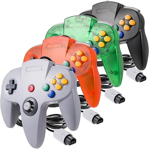 Miniatura 9 de miadore 4 Pack Classic 64 Controller, Wired N64 Controllers with Upgraded Joystick (Non PC USB Version) (Black/Clear Green/Clear Blue/Clear Orange)