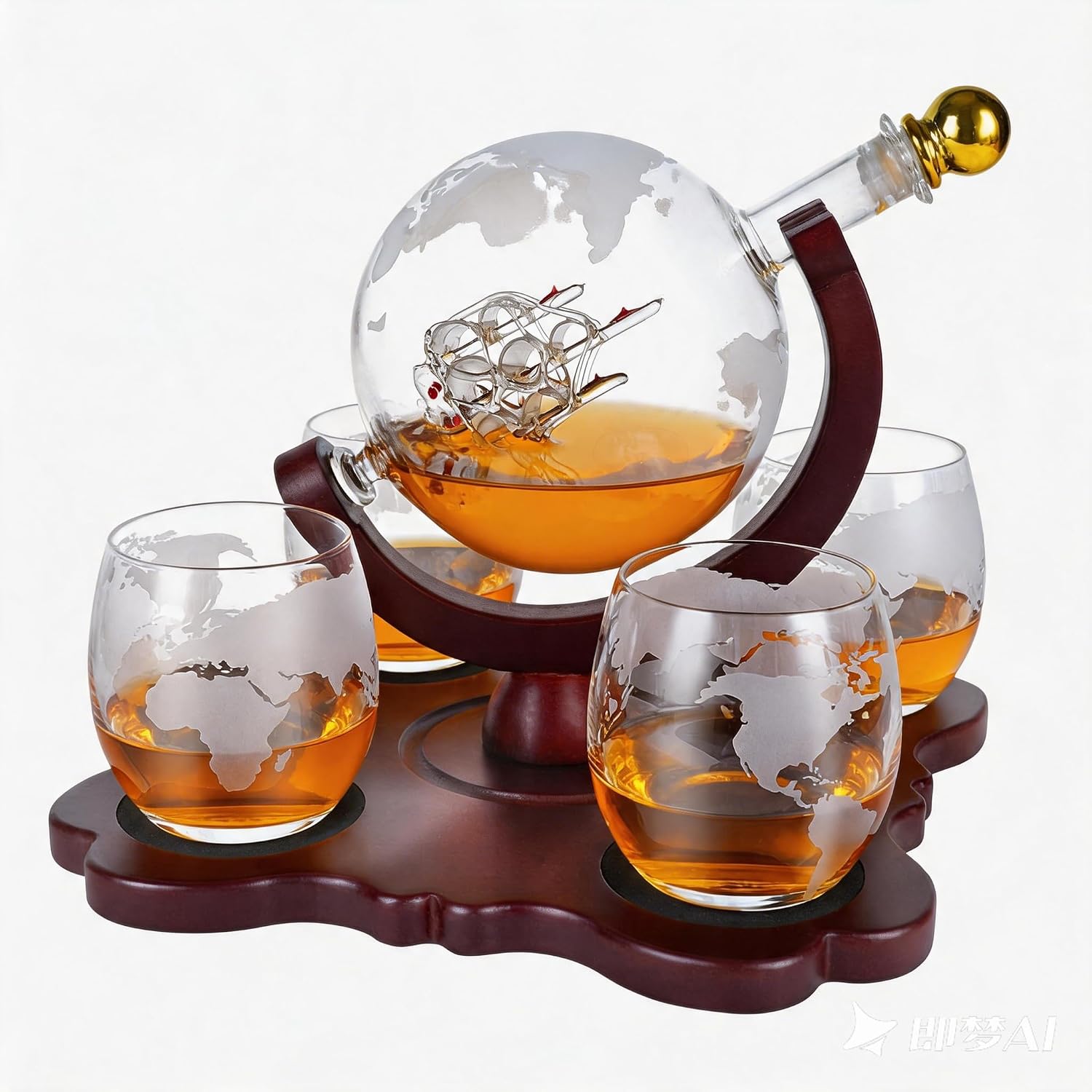PONPUR Whiskey Globe Decanter, Gifts for Men Dad Him Christmas, Anniversary Birthday Gift for Husband Boyfriend Brother Grandpa, Unique Housewarming Presents Whisky Bourbon Decanter, 1000ml