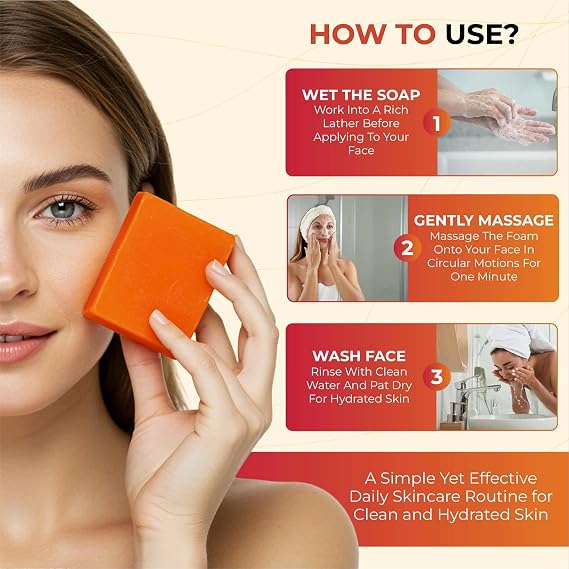 VTS Kojic Acid Soap with Vitamin C & E, Retinol, Tumeric, Collagen, Hyaluronic Acid, Shea Butter, Mesh Net & Scrubbing Brush