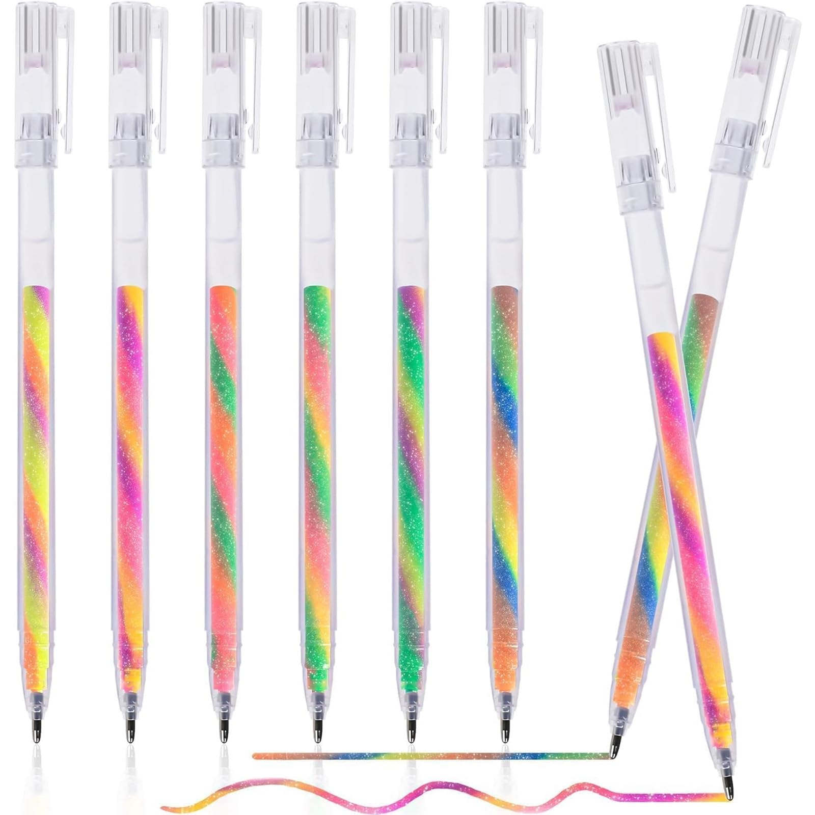 6 Pack Magic Glitter Gel Pens, 3-Color Changing Kawaii Ballpoint Pen Set for Adult Coloring Books, Journaling, Scrapbooking, Sketching and Art Projects