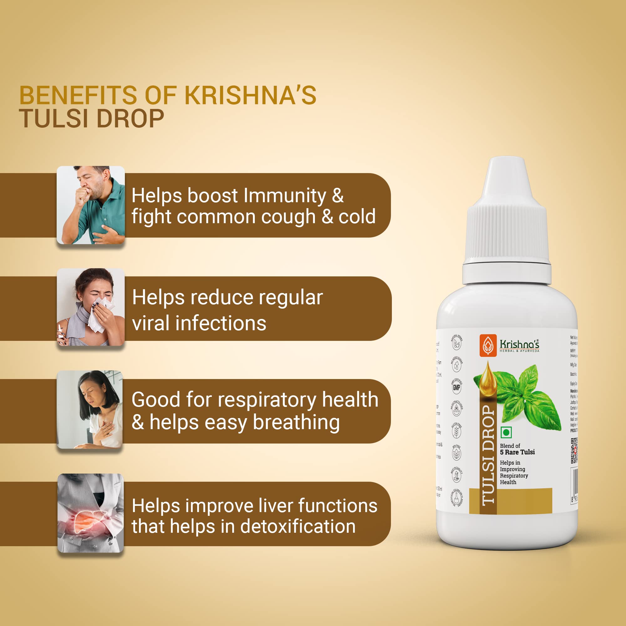 Krishna's Tulsi Drops- Concentrated Drops of 5 Rare Tulsi for Natural Immunity Boosting 10 ml | No Added Preservatives - Pack of 2 — Amazon image 4