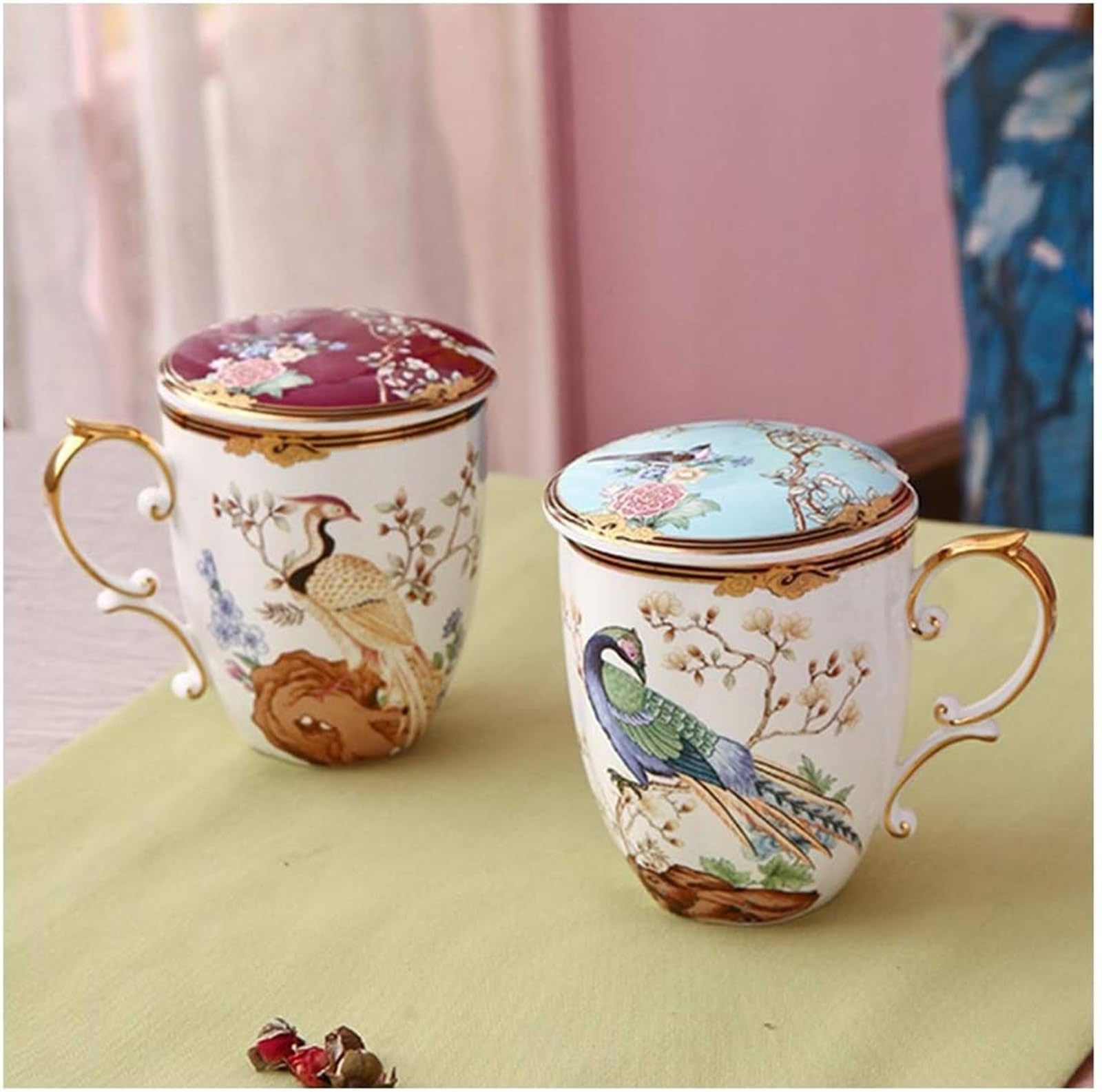Kreatywny kubek do kawy, porcelanowy kubek, ceramiczny, duża pojemność, pokrywa, narodowy, lekki, luksusowy, rodzinny kubek do kawy, kubek do herbaty