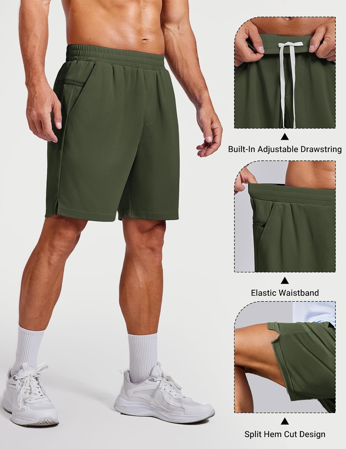 COOFANDY Mens Athletic Running Shorts with Zipper Pockets Quick Dry 7" Gym Workout Training Shorts - Image 4