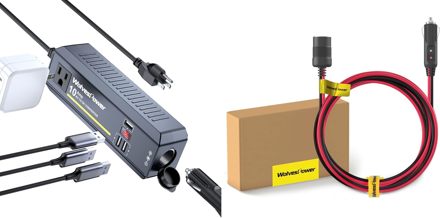WovesPower AC to DC Converter 12V/10A 120W and 20FT 12V