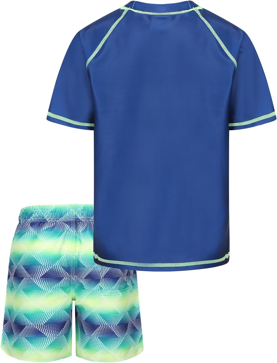 Boys Rash Guard Swimsuits Set for Boys Short Sleeve Swim Shirts with Trunks 2 Piece Quick Dry Swim Set Navy Gradiemt Fantasy Size 12/10-12 Years - Image 2