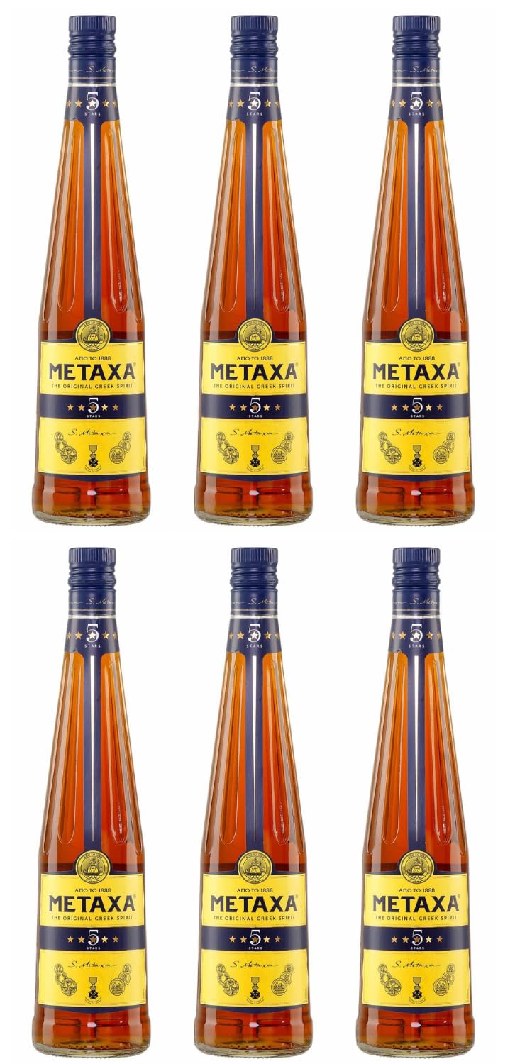 Metaxa 5 Sterne 6x 0,7l 38% Vol. | Metaxa | Brandy aus Griechenland | +20ml Jassas Olivenöl