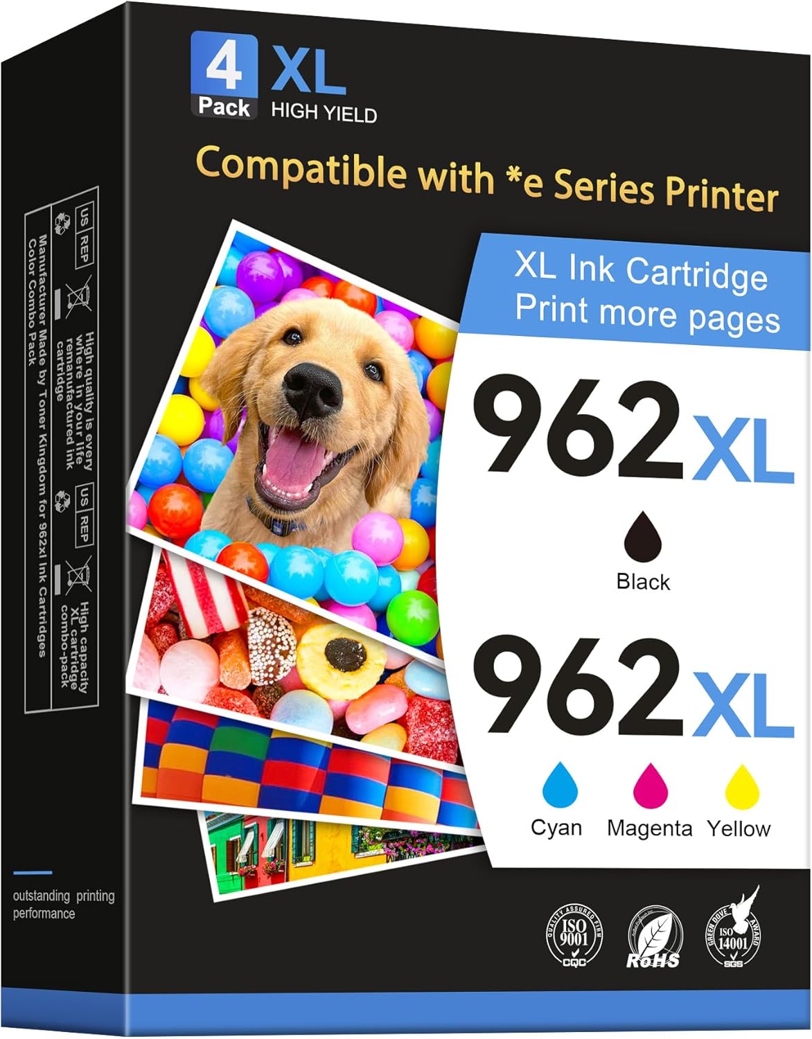 962XL Ink Cartridges Combo Pack Replacement for HP 962XL Ink Cartridges Work for HP Officejet Pro 9015e 9018e 9025e 9012e 9015 9010 9012 9018 9020 9025 Printers (4 Pack Black, Cyan, Magenta, Yellow)