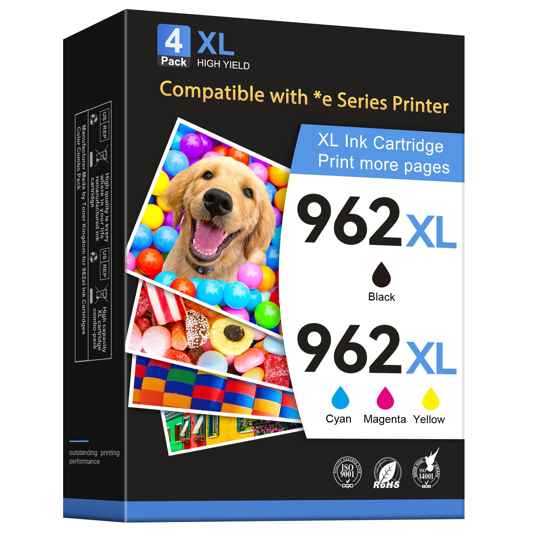 962XL Ink Cartridges Combo Pack Replacement for HP 962XL Ink Cartridges Work for HP Officejet Pro 9015e 9018e 9025e 9012e 9015 9010 9012 9018 9020