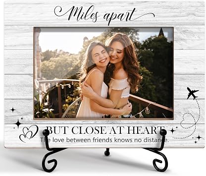 Friends Picture Frame, Long Distance Friendship Gifts for Friends Bestie Sister, Wooden Picture Frame with Stand, 4"x6" Photo Frame for Tabletop Display, Home Office Desk Decor Shelf Display/XK39