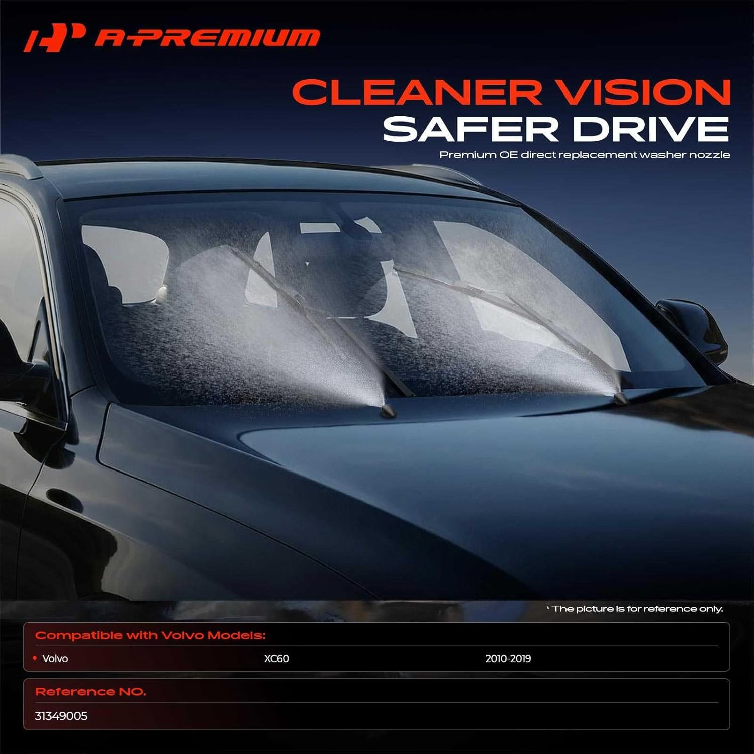 A-Premium Front Windshield Washer Nozzle Compatible with Volvo XC60 2010-2019