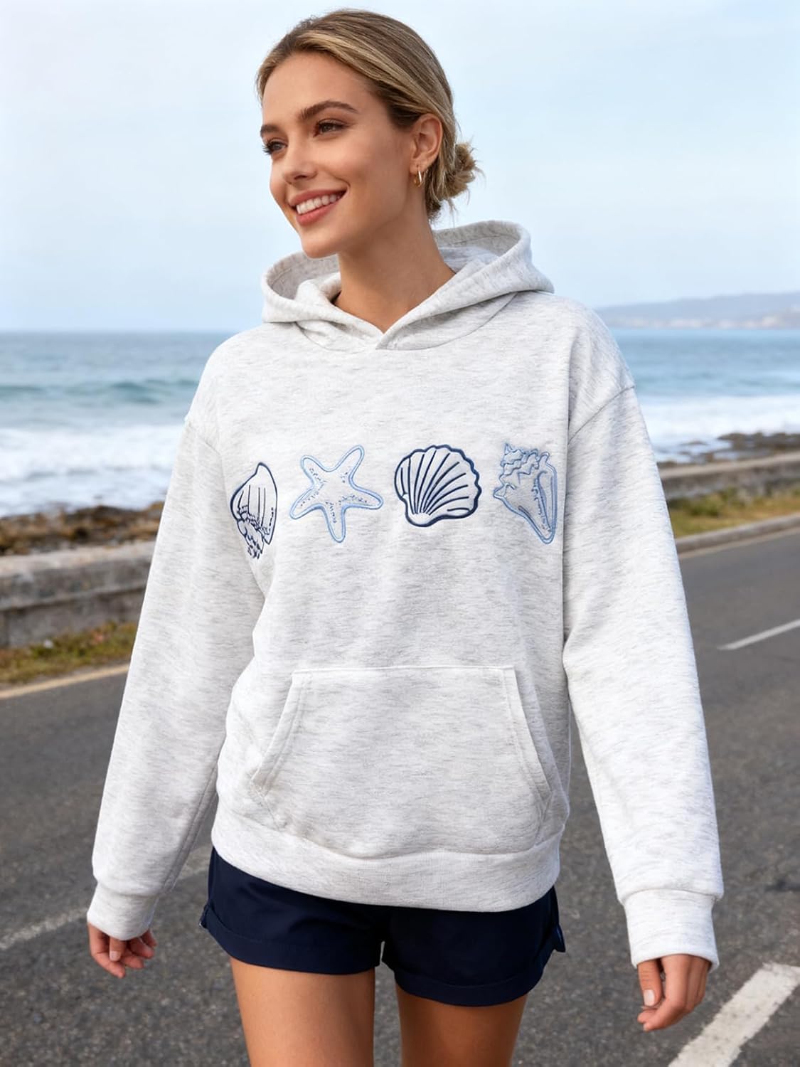 Y2K Hoodies for Women Teen Girls Ocean Seashell Marine Graphic Cute Sweatshirts - Image 2