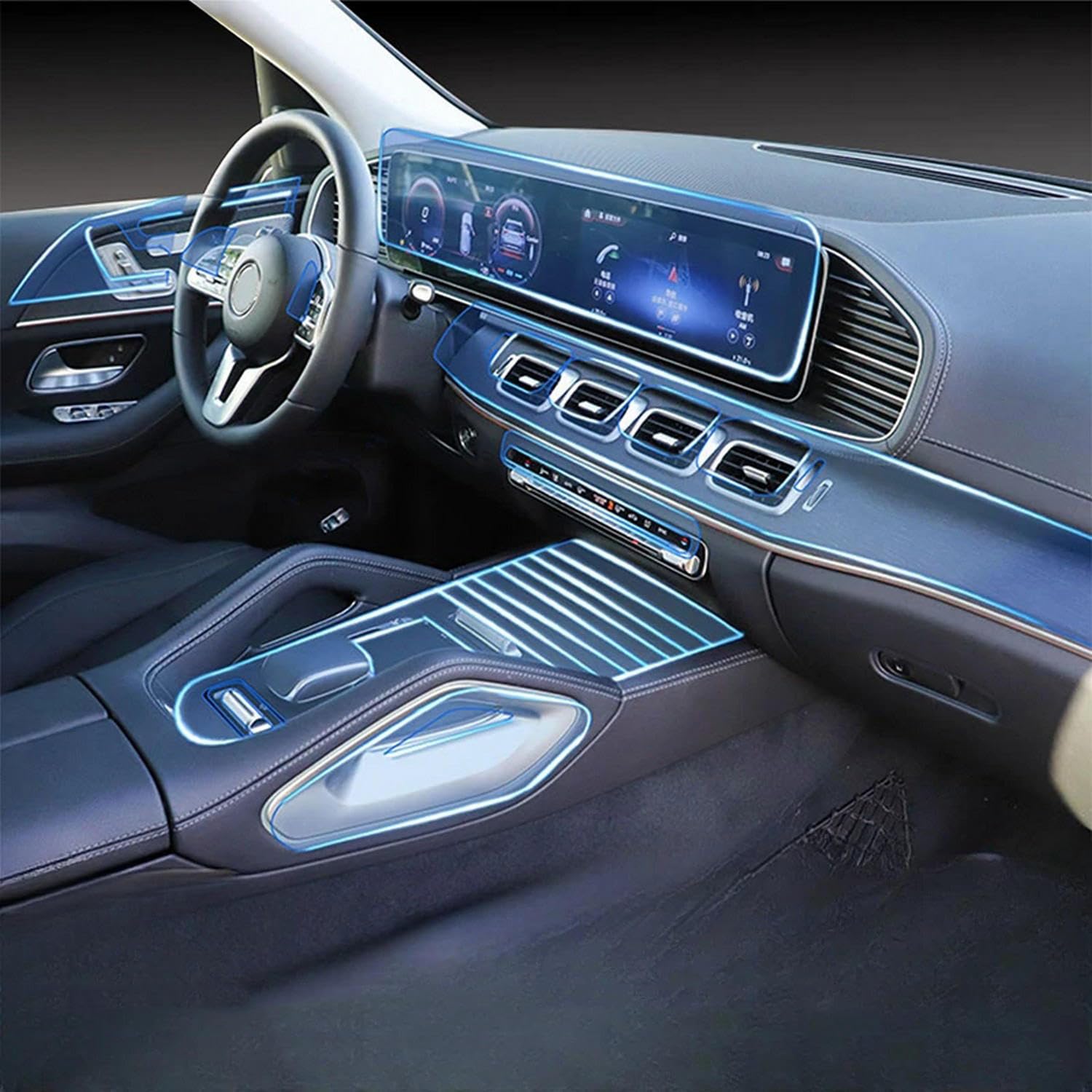 Protection panneau de vitesse Mercedes W167 film TPU transparent