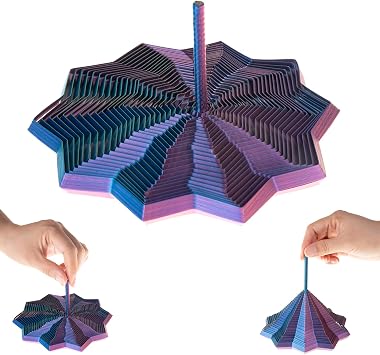 3D Printed Expanded Sensory Fidget Star with Handles Colorful Fractal Fidget Hexagon Whirling Spiral Star Shaped Toys for Stress Relief