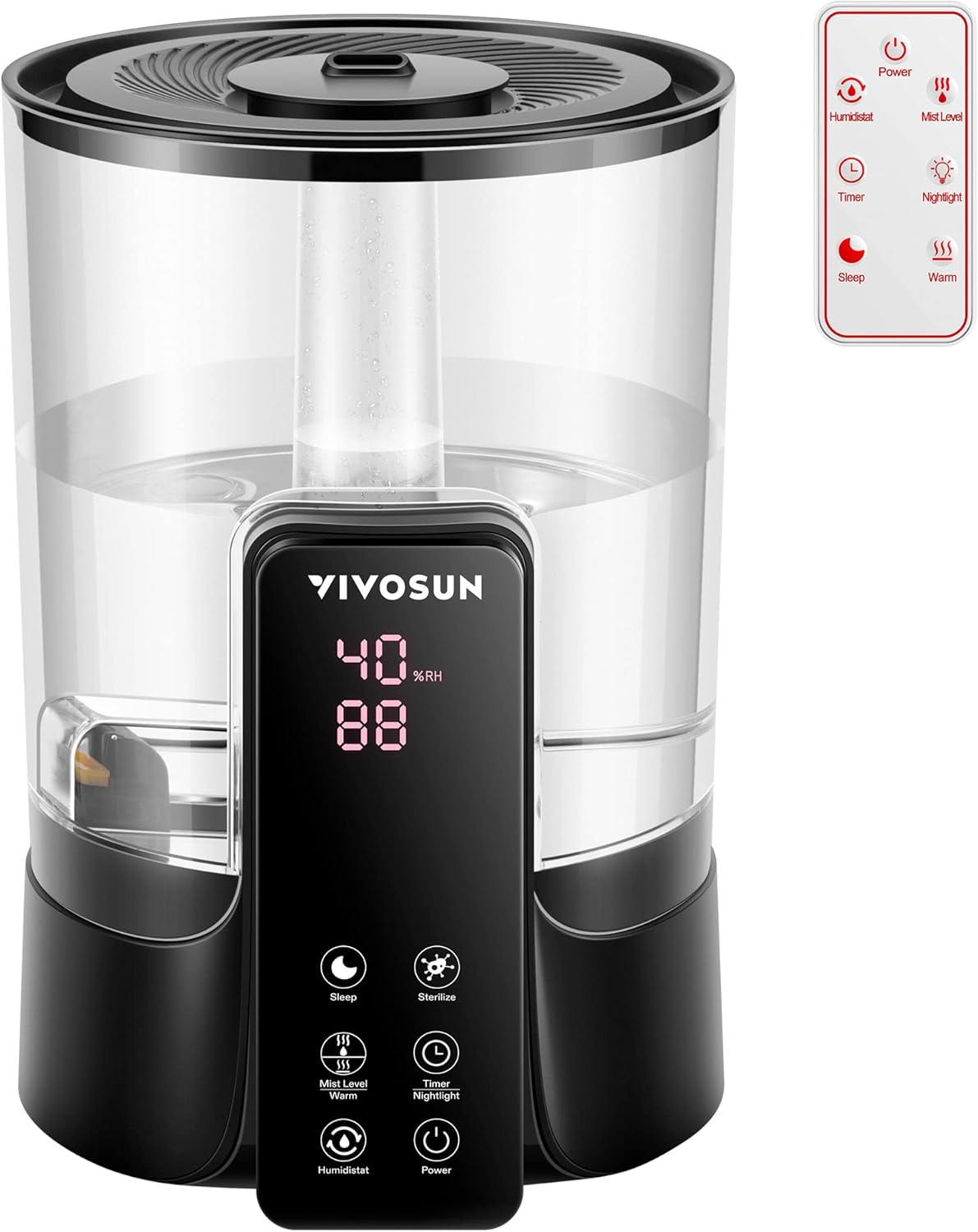VIVOSUN 6L 2-in-1 Cool & Warm Mist Ultrasonic Humidifier with remote control and digital display
