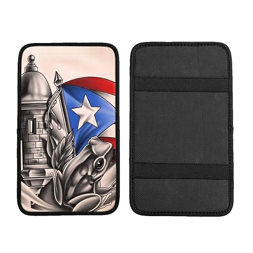 Puerto Rico Flag Car Armrest Storage Box Mat, Puerto Rican