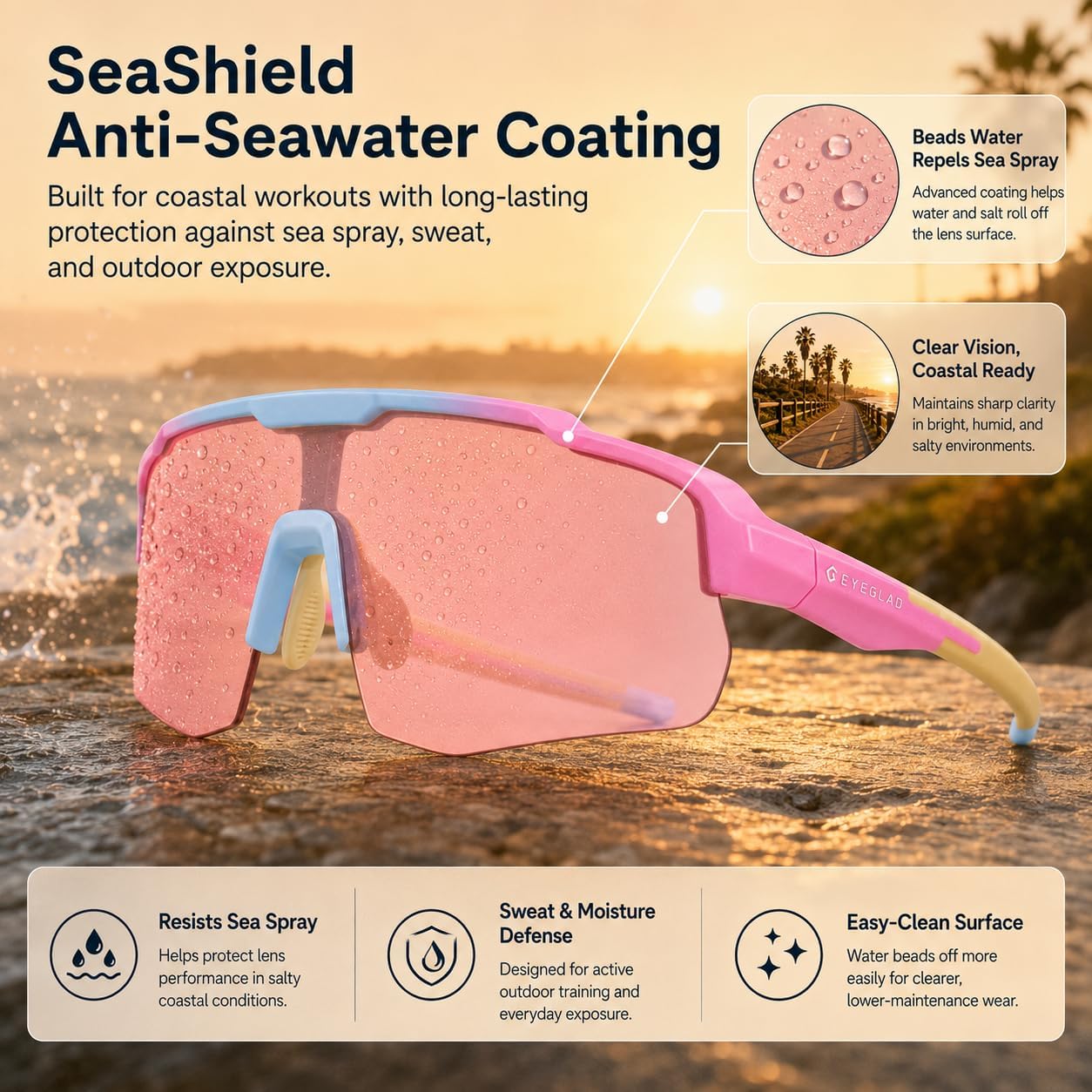 MOTIONVIEW Sports Sunglasses Outdoor HD High Contrast UV400 Running Baseball Softball Sports Eco-friendly