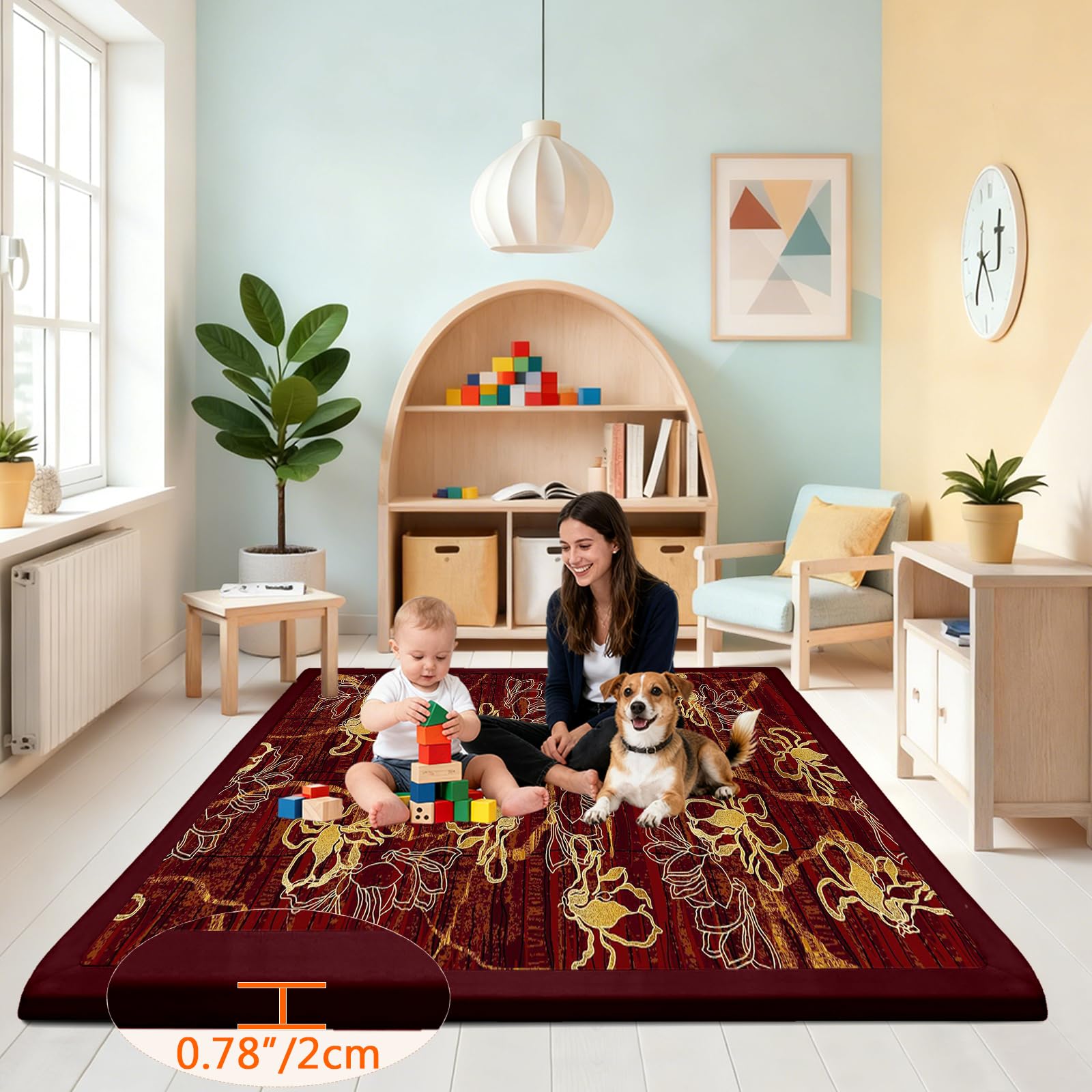 Tappeto Gioco per Bambini e Neonati Tappetino per Gattonare per la cameretta del Bambino Extra Spesso 2 CM per Creare Un'area di Gioco Sicura per i più Piccoli 50 x 180cm