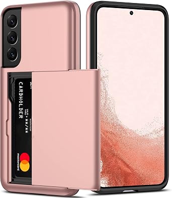 Nvollnoe for Samsung Galaxy S22 Plus Case with Card Holder Rose Gold