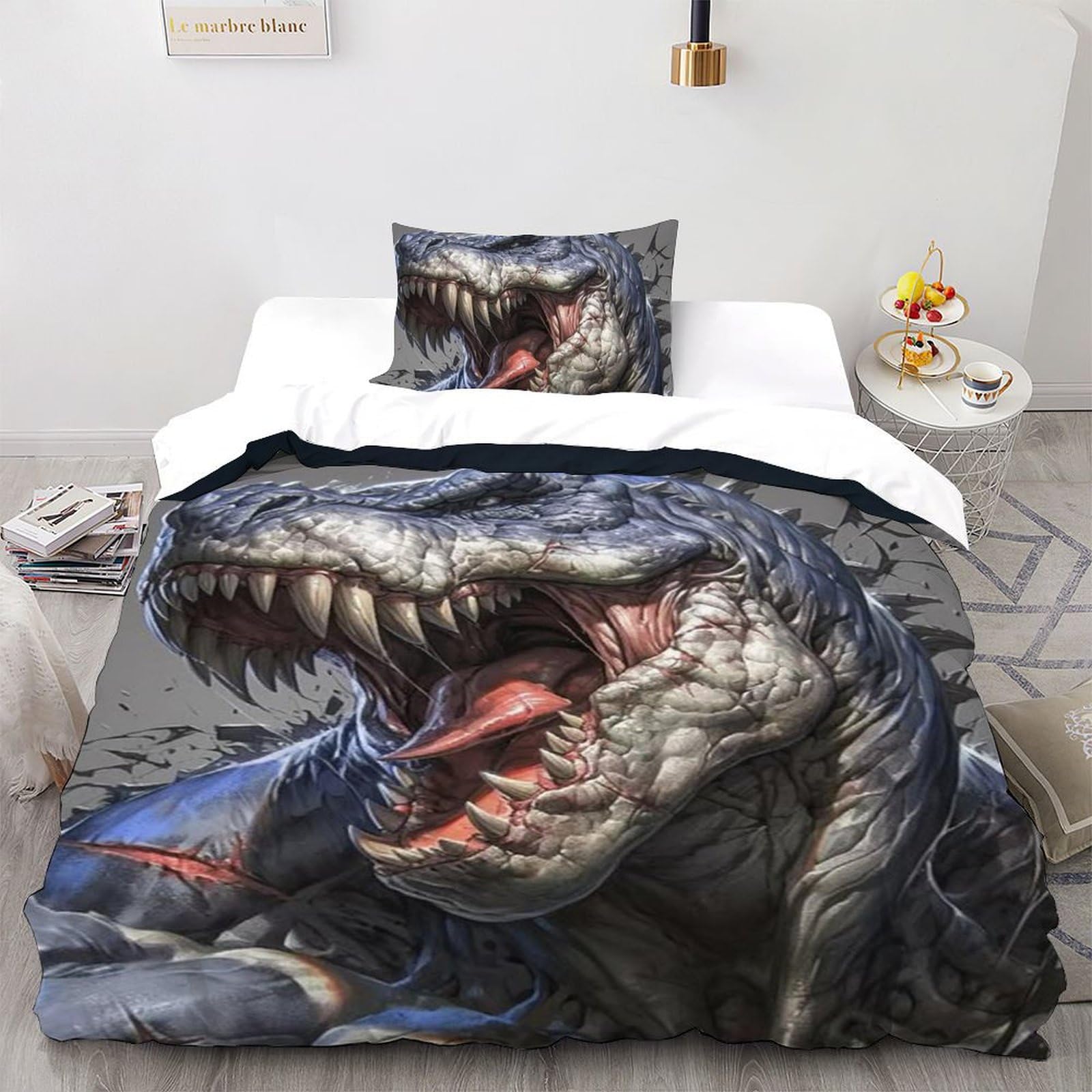 Imprimé 3D glace et feu pour une housse de couette loup ultra douce
