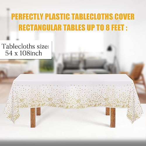 Miniatura 9 de Mantel de Navidad, paquete de 3 manteles de plástico desechables de 54 x 108 pulgadas, suministros para fiestas de Navidad, mantel de plástico,